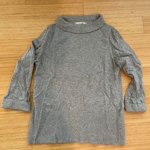 BODEN COTTON/CASHMERE RIBBED BOTTOM SCOOP-NECK PULLOVER. SZ 10. Heather Gray